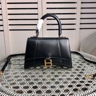 Balenciaga Small Hourglass Handbag Calfskin In Black