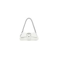 Balenciaga Small Lindsay Shoulder Bag with Strap Crocodile Embossed In White