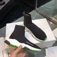 Balenciaga Speed Sneakers Knit Unisex In Black/Green