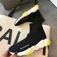 Balenciaga Speed Sneakers Knit Unisex In Black/Lemon