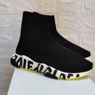 Balenciaga Speed Sneakers Graffiti Sole Unisex In Black/Lemon