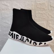 Balenciaga Speed Sneakers Graffiti Sole Unisex In Black/White