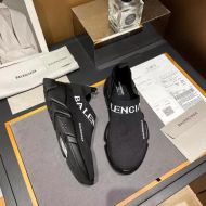 Balenciaga Speed Sneakers Logo Low Knit Unisex In All Black