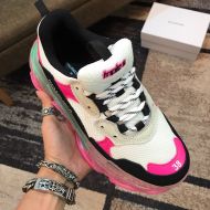Balenciaga Triple S Sneakers Clear Sole Unisex In White/Rose