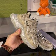 Balenciaga Triple S Sneakers GG Supreme Clear Sole Unisex In Beige/Silver