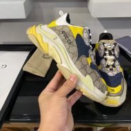 Balenciaga Triple S Sneakers GG Supreme Patchwork Unisex In Beige/Yellow