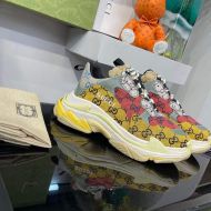 Balenciaga Triple S Sneakers GG Supreme Patchwork Unisex In Yellow/Red