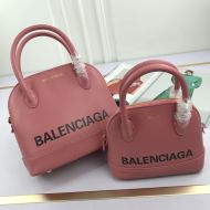 Balenciaga Ville Handbag Grained Leather In Pink