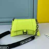 Balenciaga XS Downtown Shoulder Bag with Chain Crocodile Embossed In Yellow