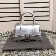 Balenciaga XS Hourglass Handbag Metallized Calfskin In Silver