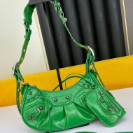Balenciaga XS Le Cagole Shoulder Bag Embossed Leather In Green