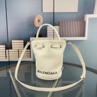 Balenciaga XS Wheel Drawstring Bucket Bag Calfskin In White