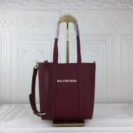 Balenciaga XXS Everyday Tote Bag Grained Calfskin In Burgundy